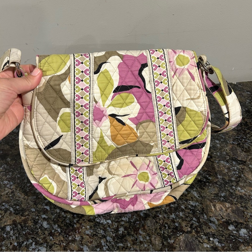Vera Bradley Portobello Road Saddle Up Purple Green Gray Crossbody Shoulder Bag